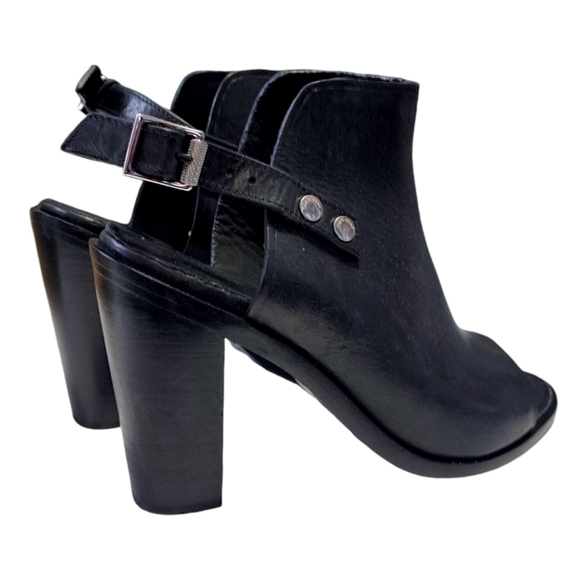 Rag & Bone Wyatt Black Leather Slingback Open Toe Bootie Heel Women Size 37 6.5 - Picture 6 of 10